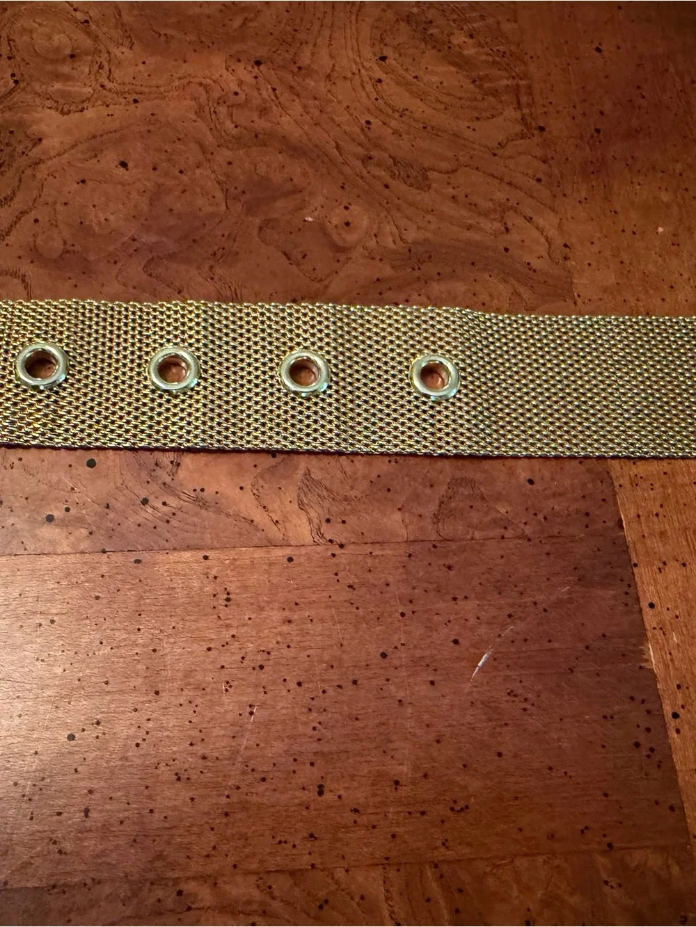 Gold Tone Metal Mesh Belt with Polished Buckle Size XL. Vintage